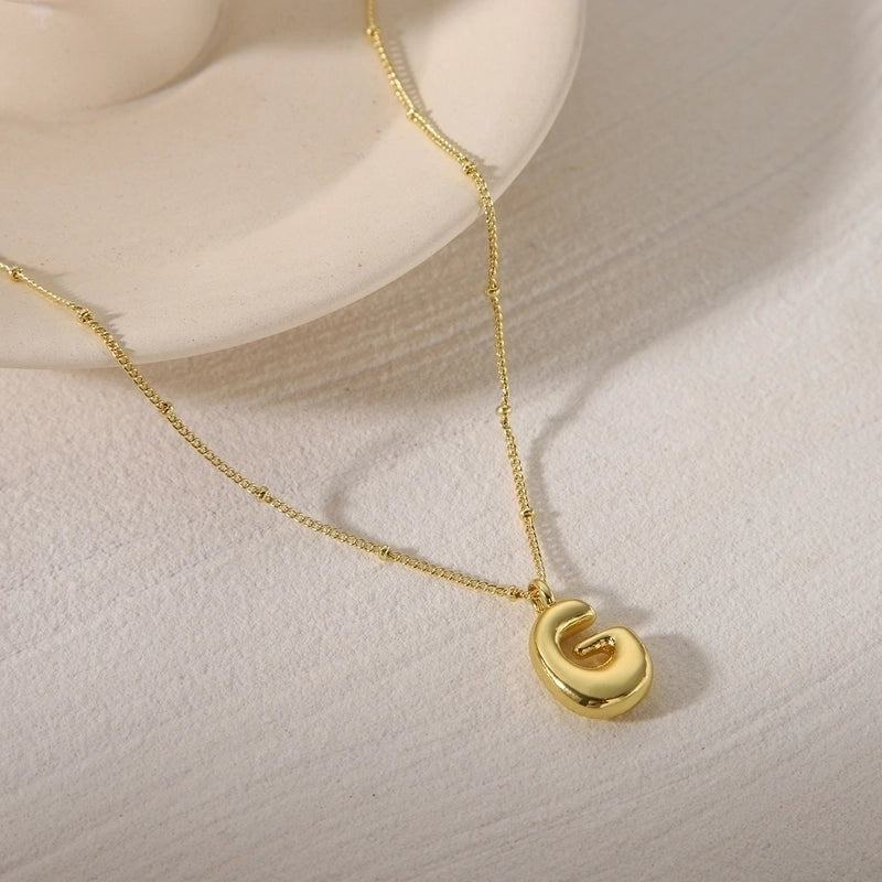 Copper 14K Gold Plated Letter Pendant Necklace