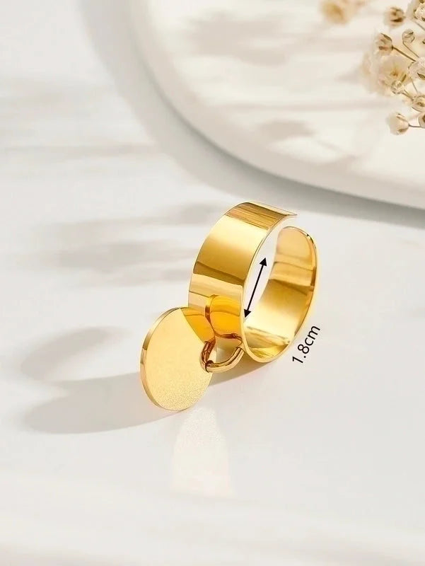 304 Stainless Steel 14K Gold Plated Minimalist Classic Style Plating Solid Color Charm Rings
