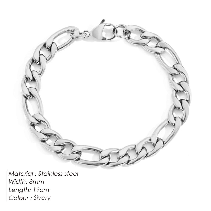 Hip-Hop Geometric 304 Stainless Steel Figaro Chain Bracelets In Bulk