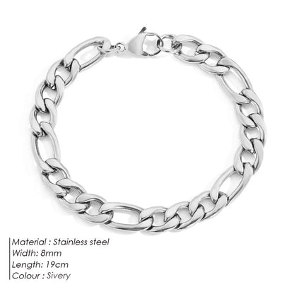 Hip-Hop Geometric 304 Stainless Steel Figaro Chain Bracelets In Bulk