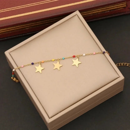Artistic Commute Star Heart Shape Butterfly Stainless Steel 18K Gold Plated Bracelets In Bulk