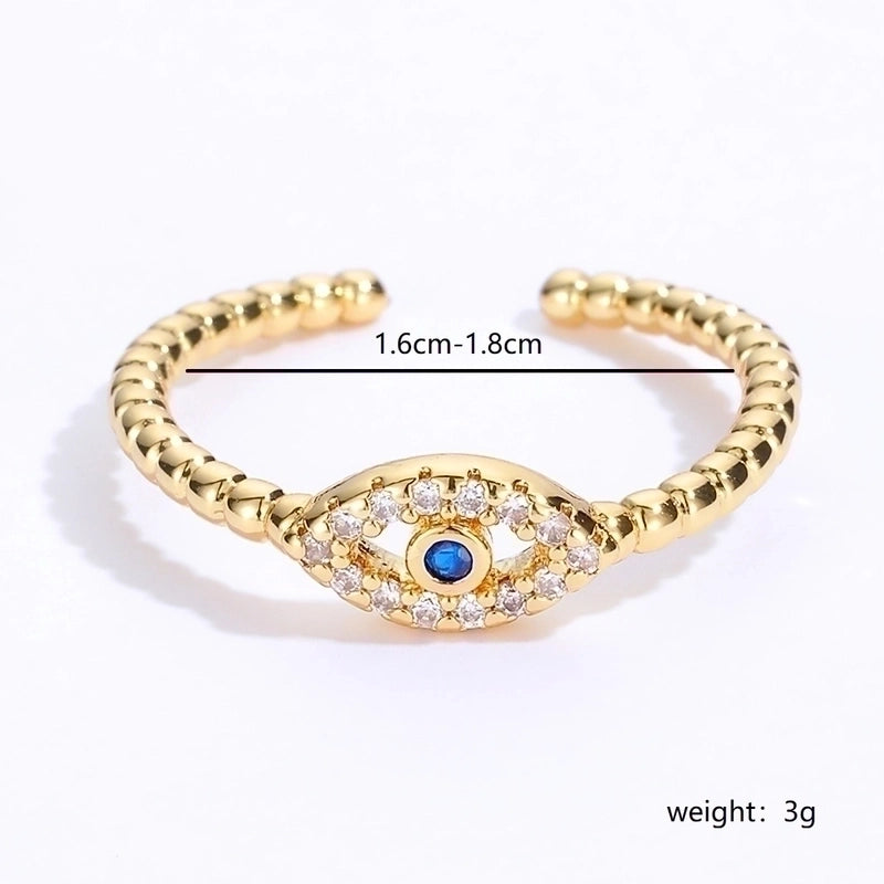 Fashion Simple Copper Electroplated 18k Gold Zircon Eye Ring