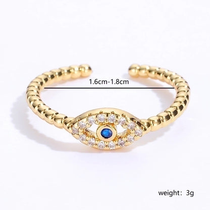 Fashion Simple Copper Electroplated 18k Gold Zircon Eye Ring