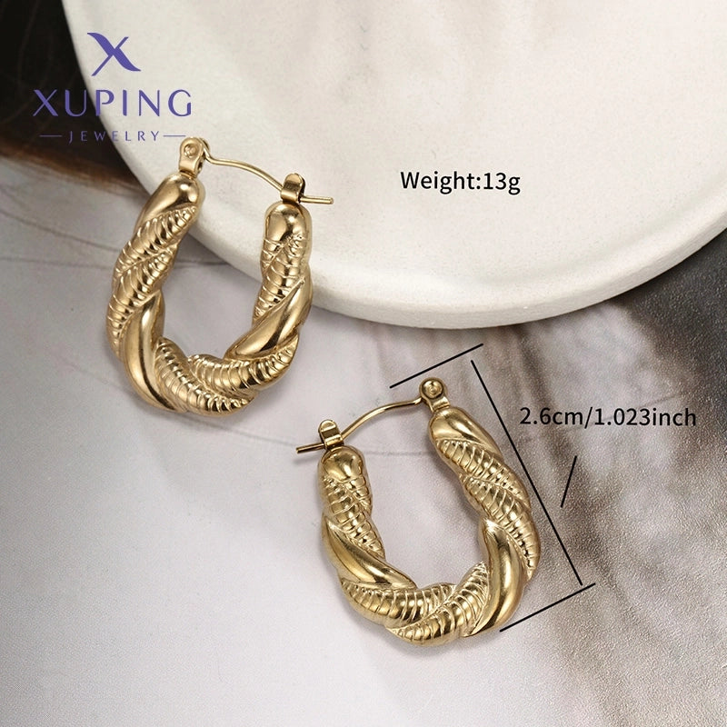 2 Pieces Retro XUPING Minimalist Geometric Knot Plating 304 Stainless Steel 18K Gold Plated Earrings