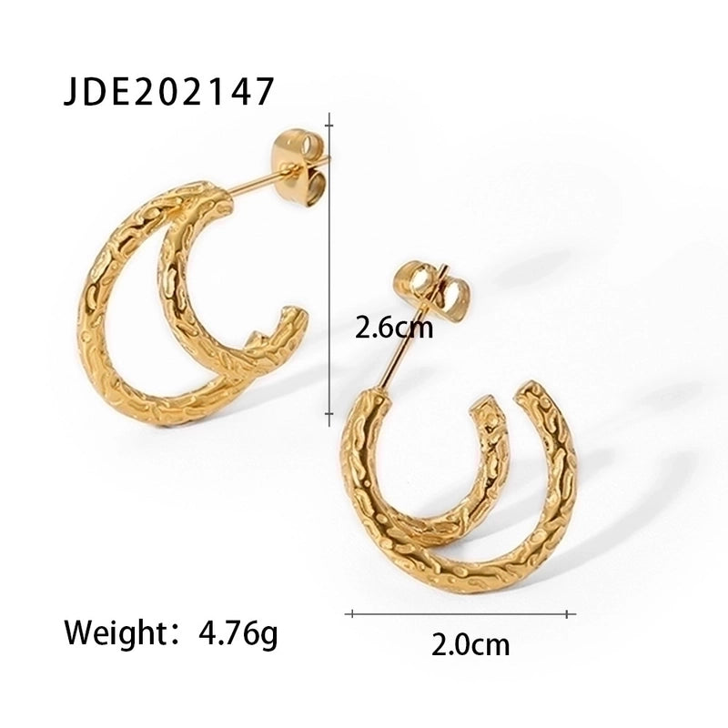 1 Pair Fashion Geometric Gold Plated 304 Stainless Steel Artificial Diamond Earrings