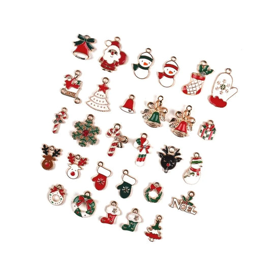 10 PCS/Package Zinc Alloy Christmas Tree Santa Claus Christmas Socks Pendant Jewelry Accessories