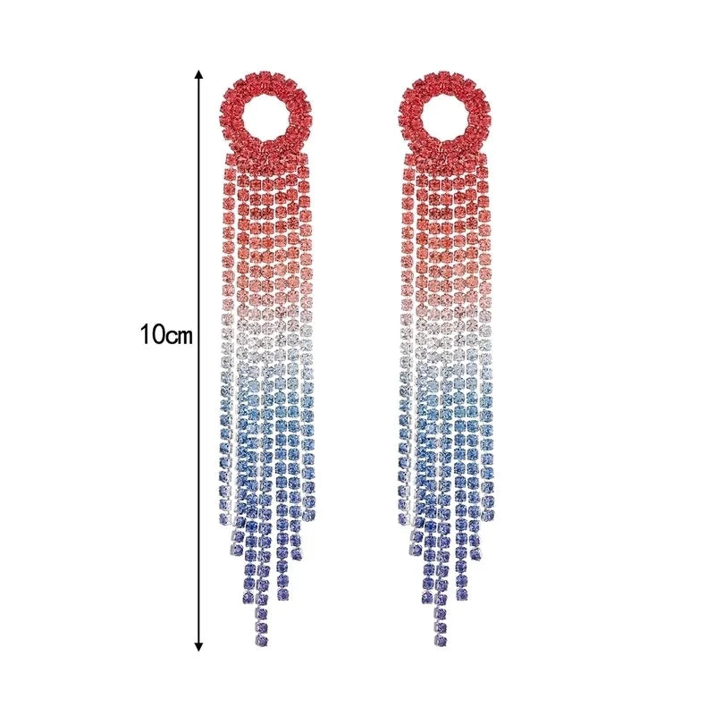 1 Pair Sweet Tassel Plating Inlay Copper Rhinestones Silver Plated Drop Earrings