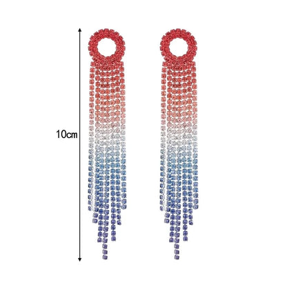 1 Pair Sweet Tassel Plating Inlay Copper Rhinestones Silver Plated Drop Earrings
