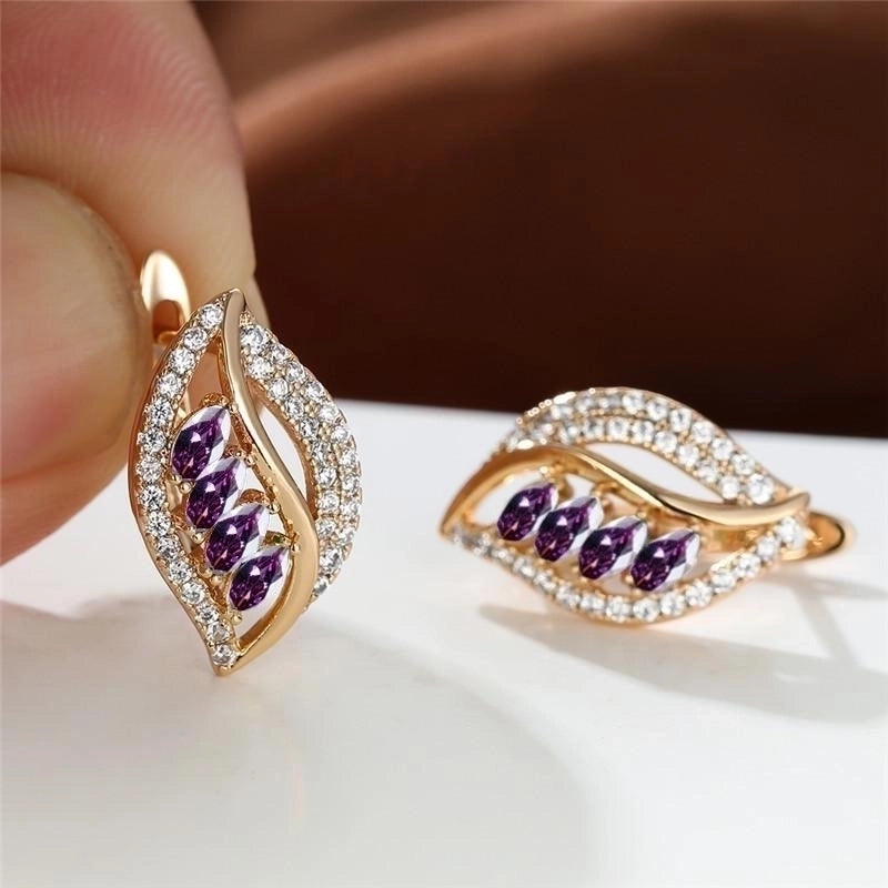 1 Pair Elegant Minimalist Leaf Plating Inlay Copper Zircon Earrings