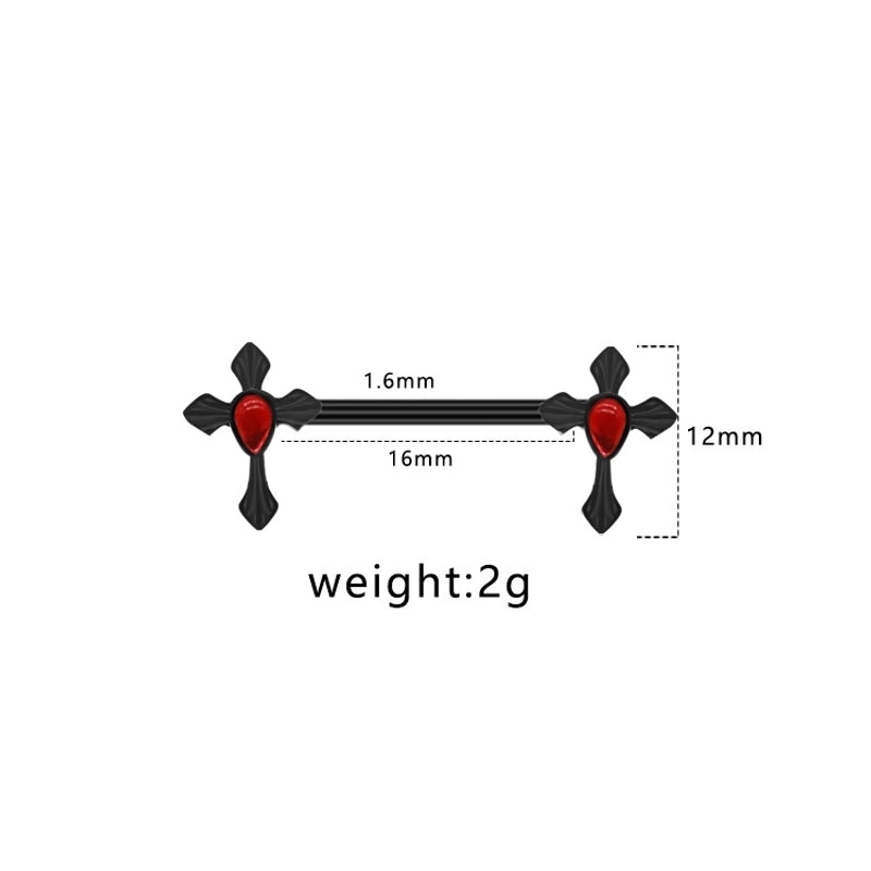 1 Piece Nipple Rings & Studs Punk Cross Heart Shape Spider Web Alloy Rhinestone Titanium Steel Epoxy Resin Glass White Gold Plated Gold Plated