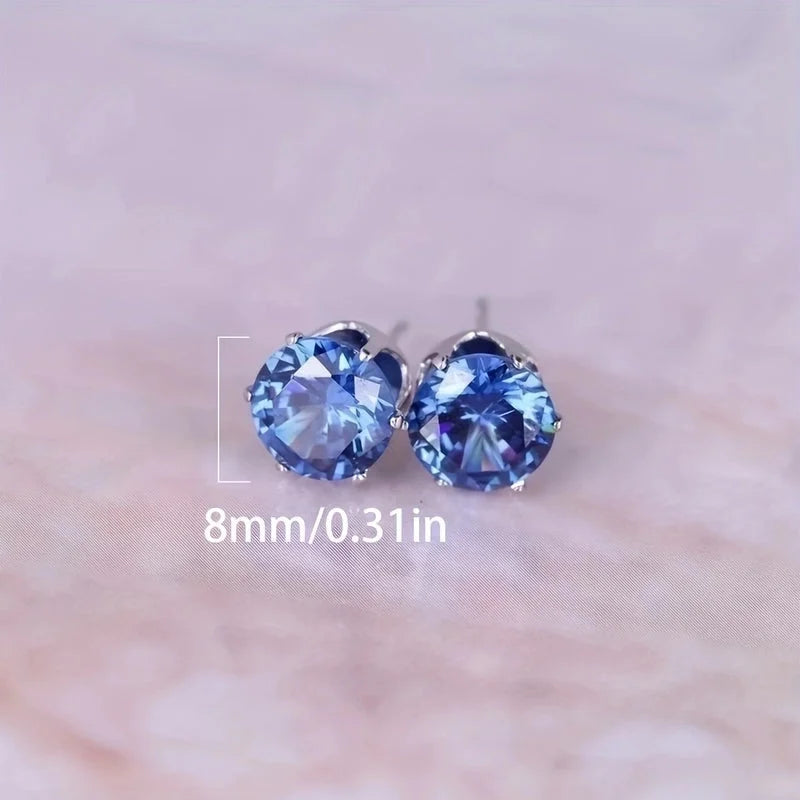 1 Pair Minimalist Round Inlay 304 Stainless Steel Zircon Stainless Steel Earrings