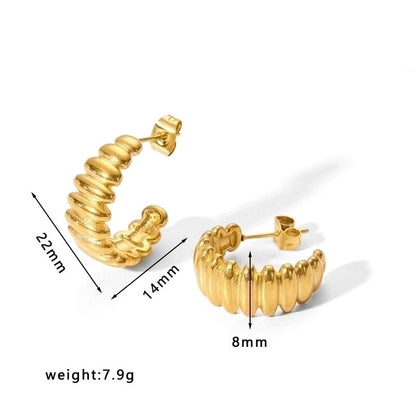1 Pair Minimalist U Shape Plating Stainless Steel Artificial Pearls Rhinestones 18K Gold Plated Earrings
