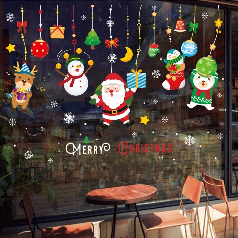 Christmas Casual Christmas Tree Santa Claus PVC Wall Sticker