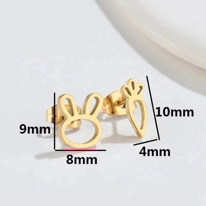 1 Pair Fashion Bunny Ears 304 Stainless Steel 18K Gold Plated Ear Studs