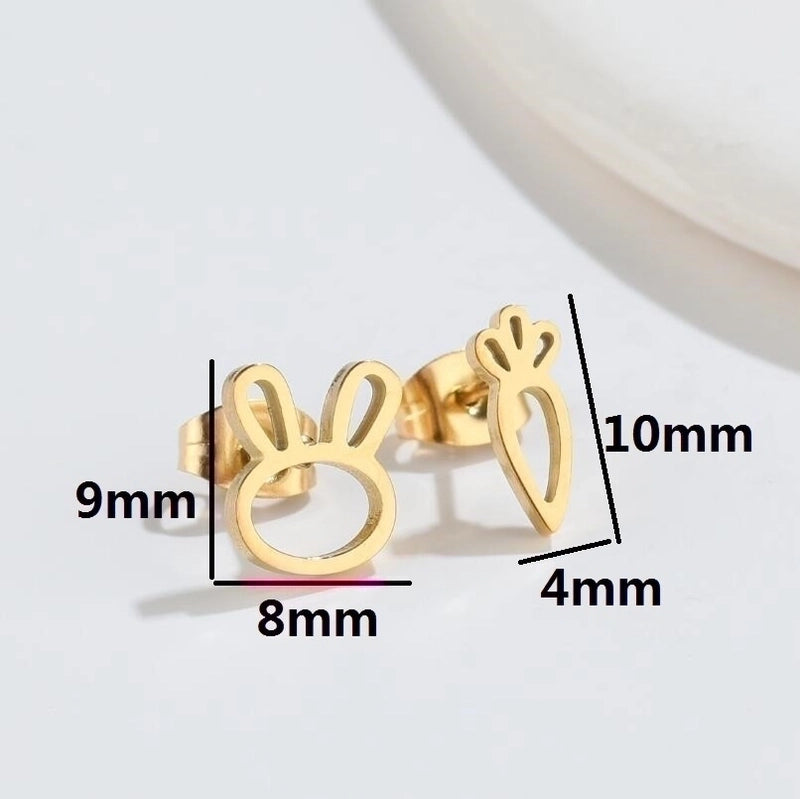 1 Pair Fashion Bunny Ears 304 Stainless Steel 18K Gold Plated Ear Studs