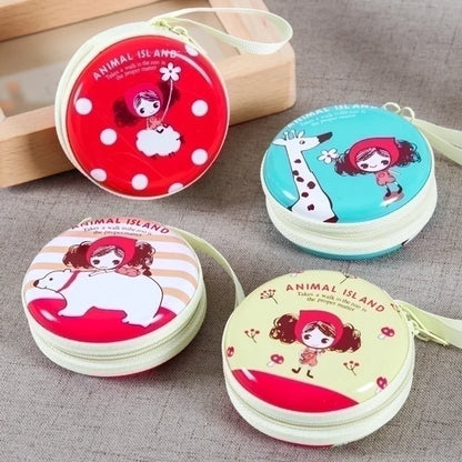 3 Pieces Women'S Cartoon Tinplate Zipper Coin Purses