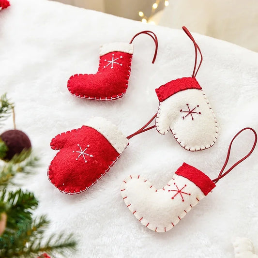 Christmas Minimalist Classic Style Color Block Wool Felt Indoor Hanging Ornaments