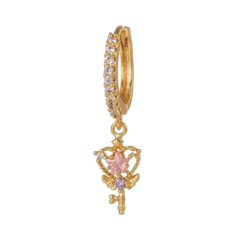 1 Piece Fashion Snake Butterfly Inlaid Zircon Brass Zircon 18K Gold Plated Drop Earrings