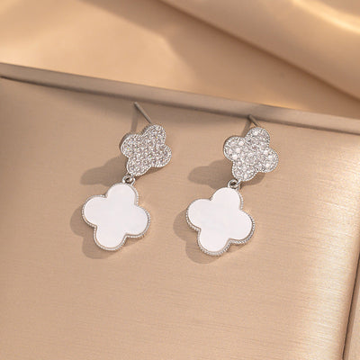 2 Pieces Moderate Luxury Flower Copper Diamond Inlay Stud Earrings