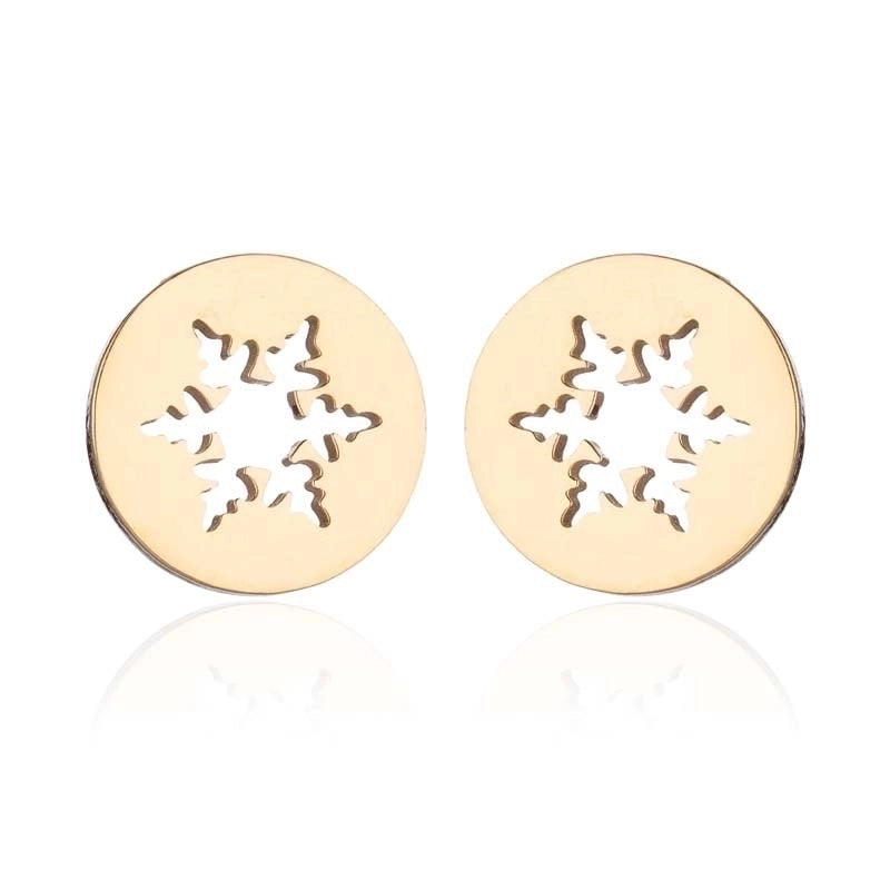 1 Pair Fashion Snowflake Plating 304 Stainless Steel 18K Gold Plated Ear Studs