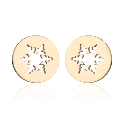 1 Pair Fashion Snowflake Plating 304 Stainless Steel 18K Gold Plated Ear Studs