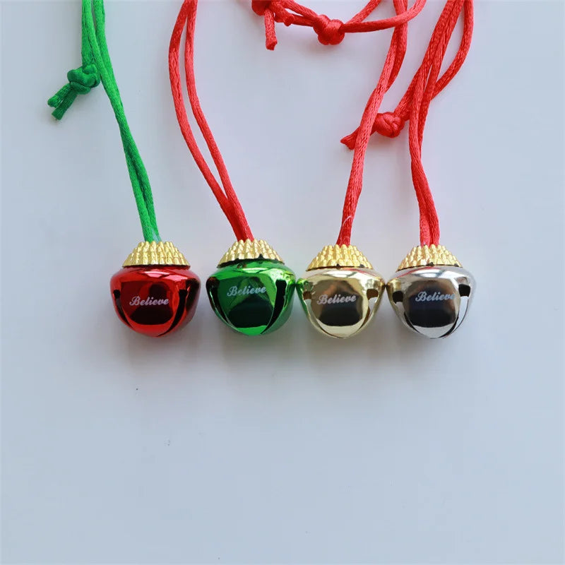 2.5cm Cross Bell Red Rope Necklace Pendant Diy Engraving Christmas Home Hanging Decoration Pendant Bell