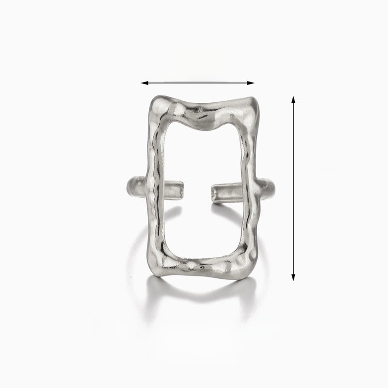 Vintage Style Rectangle 304 Stainless Steel 18K Gold Plated Plating Open Rings