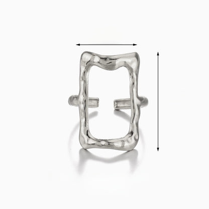 Vintage Style Rectangle 304 Stainless Steel 18K Gold Plated Plating Open Rings