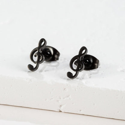 1 Pair Cute Minimalist Animal Notes Polishing 304 Stainless Steel 18K Gold Plated Ear Studs