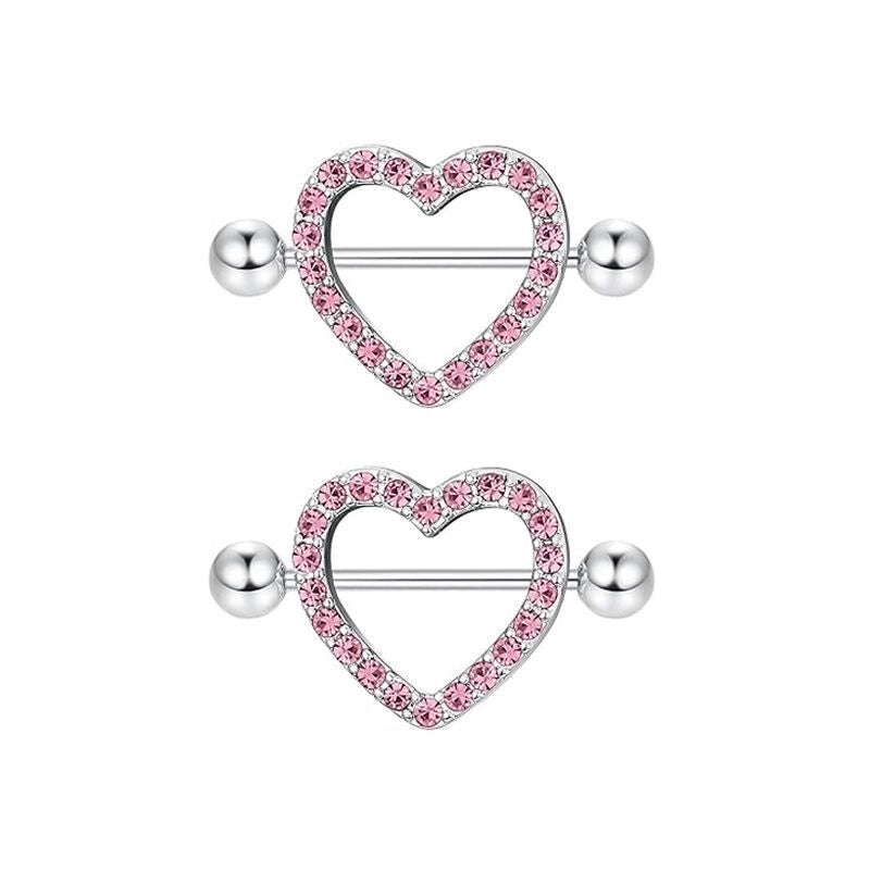1 Pair Nipple Rings & Studs Minimalist Geometric Heart Shape 304 Stainless Steel Copper Plating Nipple Rings & Studs