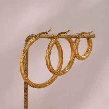 Fashion Round Geometric Stainless Steel 18K Gold Plated Earrings