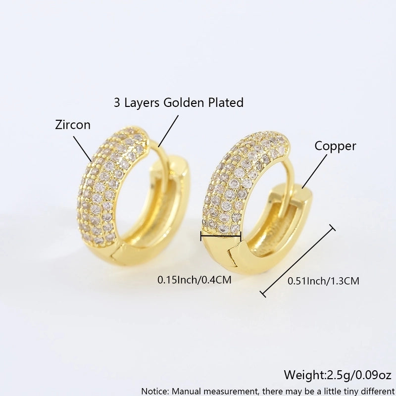 1 Pair Elegant Minimalist Classic Style Geometric Inlay Copper Zircon Earrings