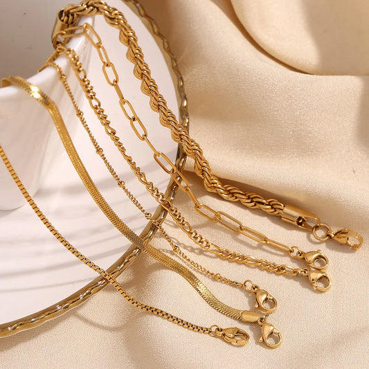 Women Fashion Circle Geometric Stainless Steel 18K Gold Plated Bracelets