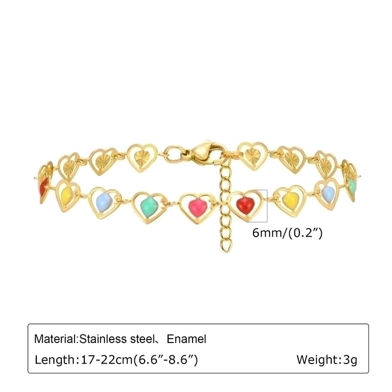 Elegant Lady Streetwear Cherry Heart Shape Flower 201 Stainless Steel Gold Plated Bracelets In Bulk