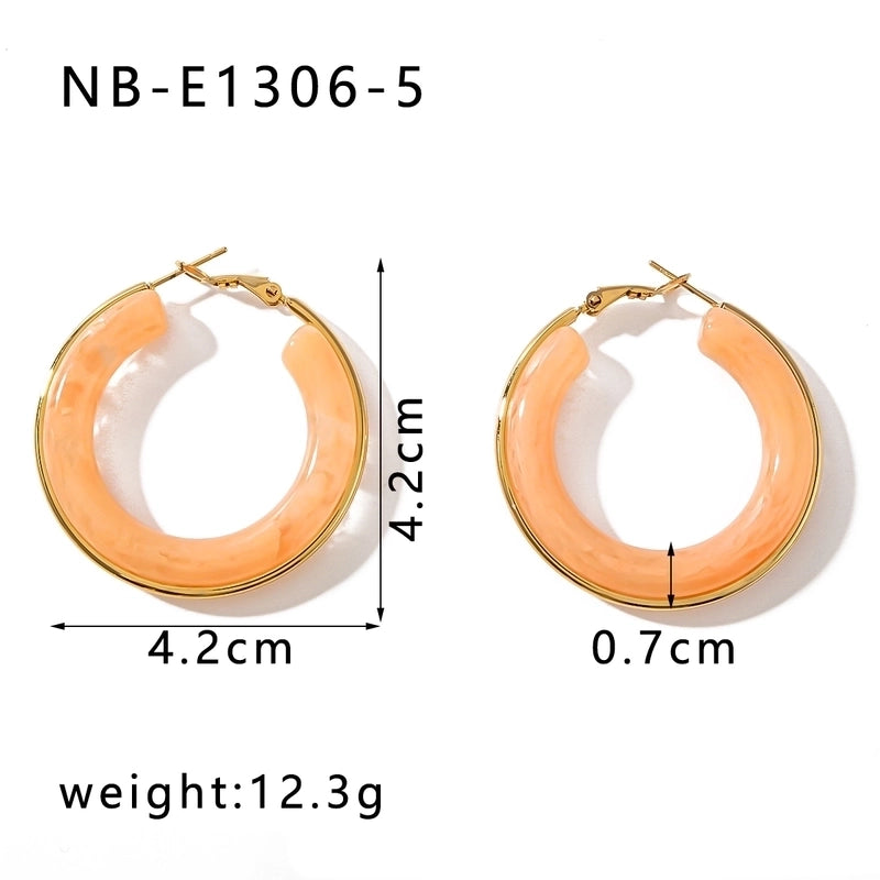 1 Pair Elegant Minimalist Classic Style Circle Multicolor Simple Plating 304 Stainless Steel 18K Gold Plated Earrings