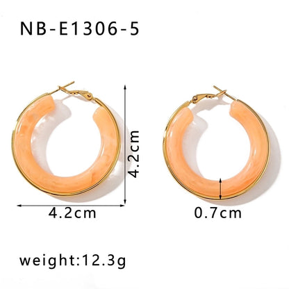 1 Pair Elegant Minimalist Classic Style Circle Multicolor Simple Plating 304 Stainless Steel 18K Gold Plated Earrings