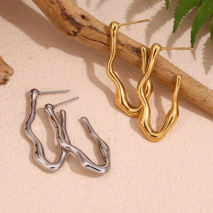 Fashion Circle Geometric Stainless Steel 18K Gold Plated Earrings