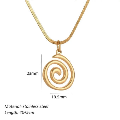 Basic Modern Style Classic Style Spiral 304 Stainless Steel 18K Gold Plated Pendant Necklace
