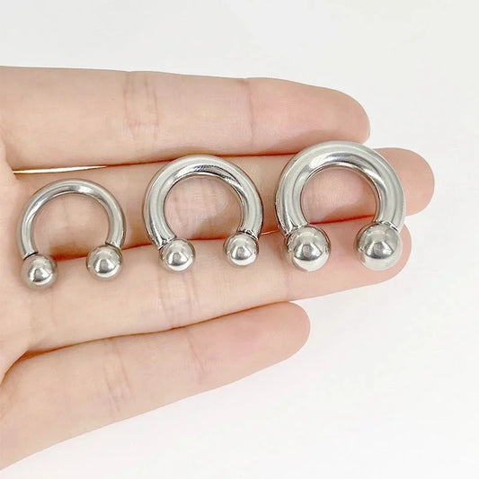 Stainless Steel U-Shaped Horseshoe Large Size Inner And Outer Teeth Earrings Nose Ring Breast Ring Auricle Punk Genital