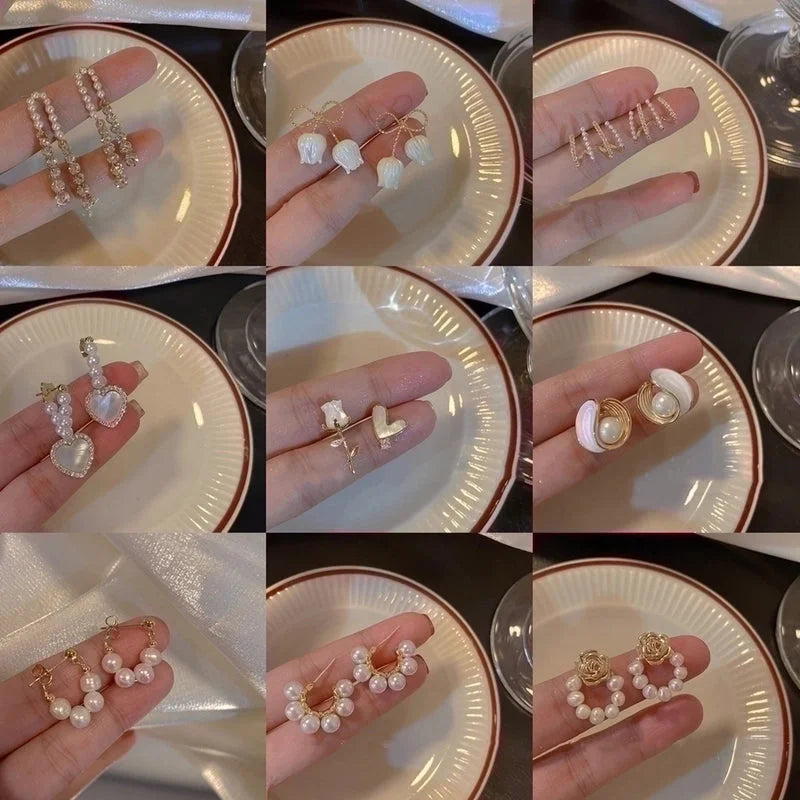 Fashion Geometric Alloy Plating Artificial Pearls Women\'s Earrings 1 Pair