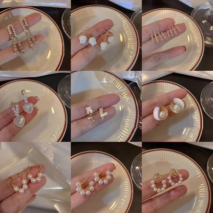 Fashion Geometric Alloy Plating Artificial Pearls Women\'s Earrings 1 Pair