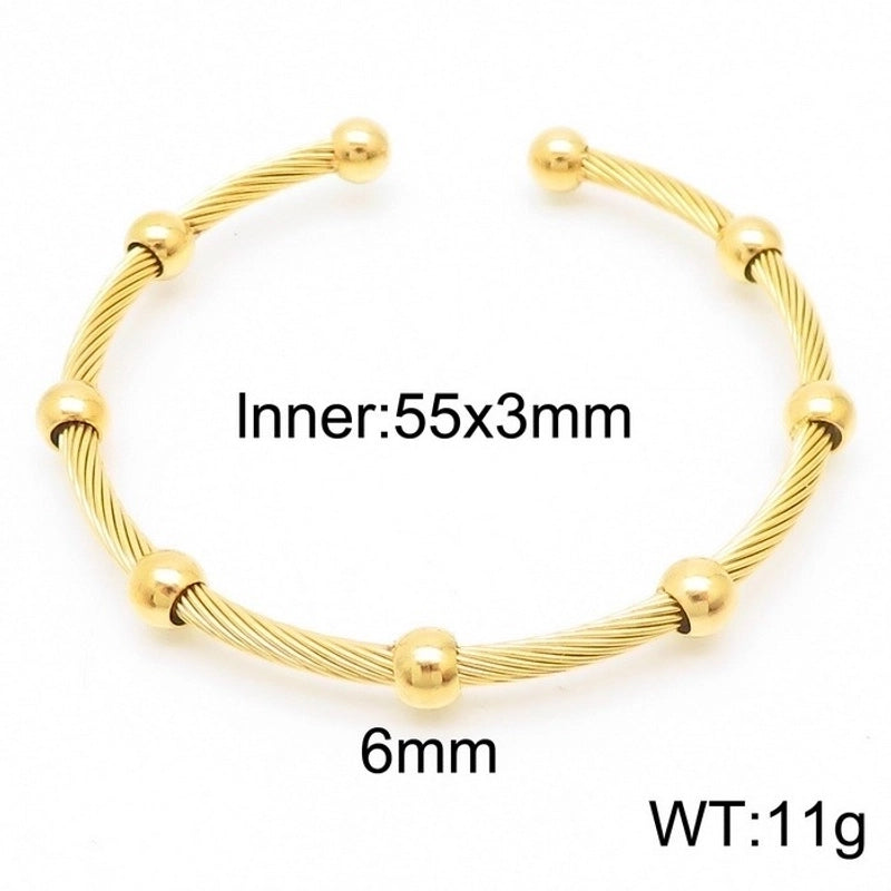 Minimalist Streetwear Solid Color Stainless Steel 18K Gold Plated Bangle In Bulk