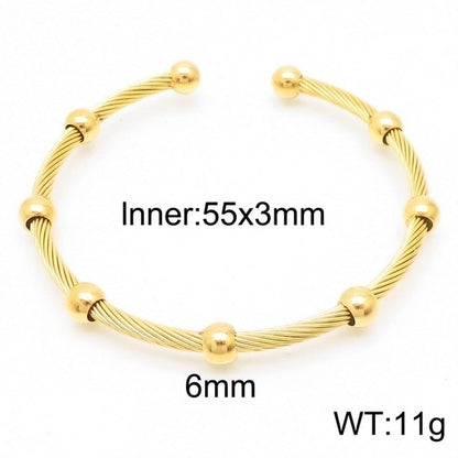 Minimalist Streetwear Solid Color Stainless Steel 18K Gold Plated Bangle In Bulk
