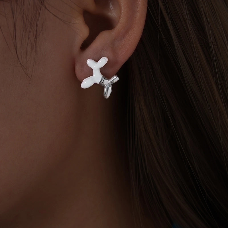 1 Pair IG Style Dog Enamel Plating Titanium Steel 18K Gold Plated Ear Studs