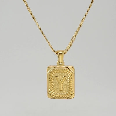 Fashion Letter Rectangle 304 Stainless Steel Titanium Steel 18K Gold Plated Gold Plated Pendant Necklace