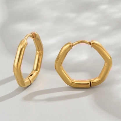 1 Pair Minimalist Triangle Circle Heart Shape Stainless Steel Hoop Earrings