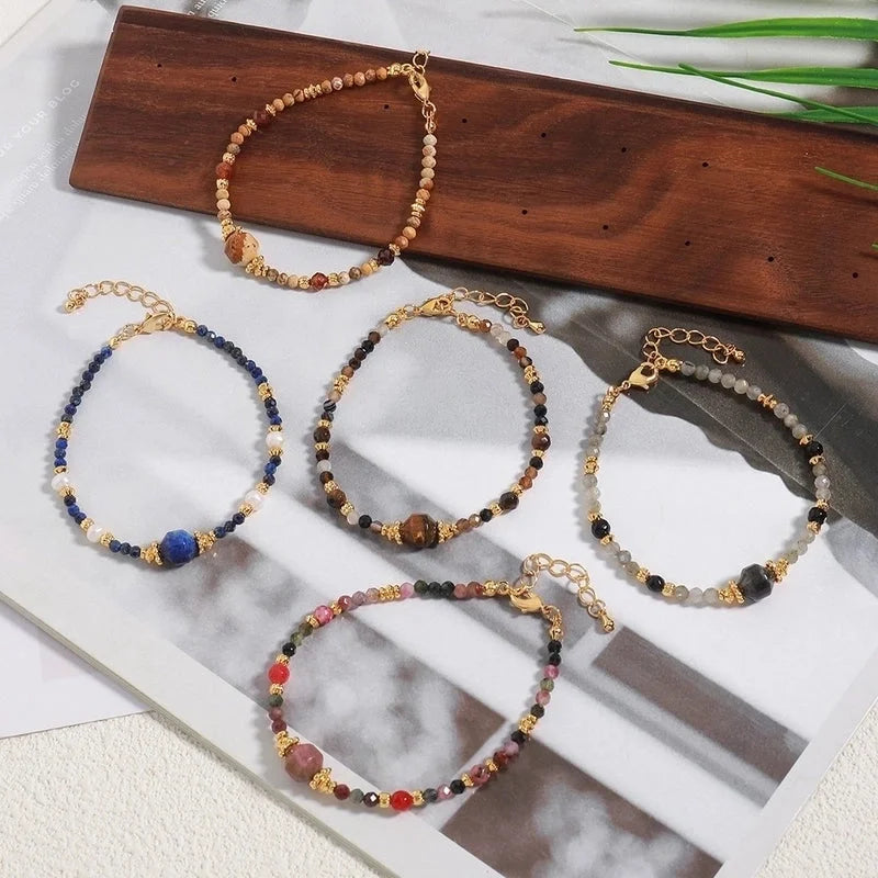 Natural Stone Copper Beaded Irregular Bracelets
