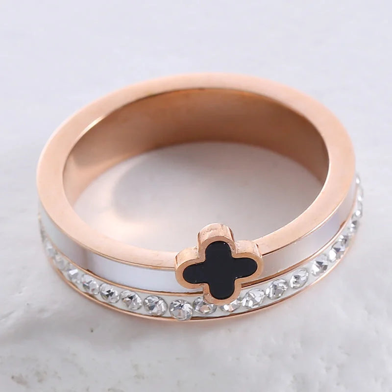 Fashion Stripe Circle Round Stainless Steel Electroplating Rings