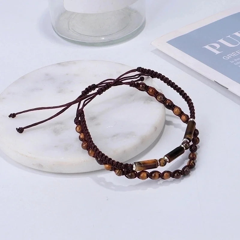 Retro Round Stone Rope Bracelets