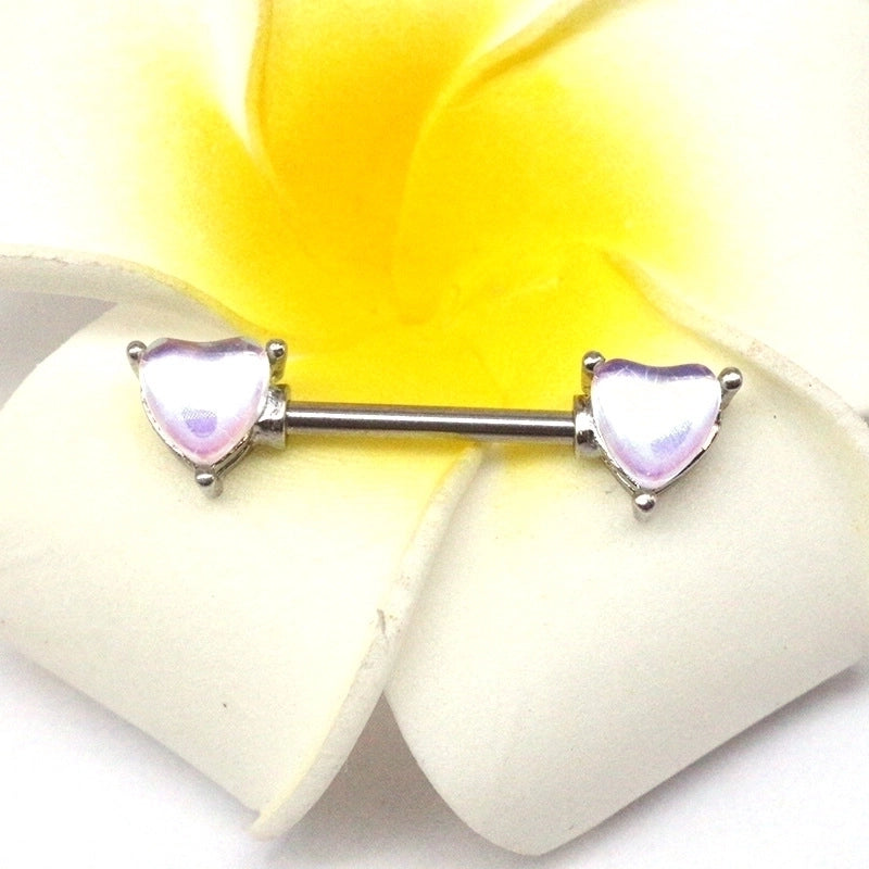 1 Piece Nipple Rings & Studs Sexy Heart Shape 316L Stainless Steel Alloy Plating Inlay Acrylic White Gold Plated Nipple Rings & Studs